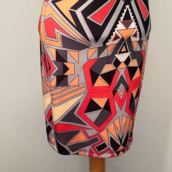 Orange & Black Aztec Print Mini Dress - Picture 9 of 10